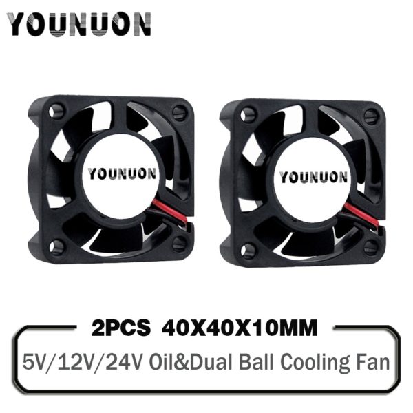 Купить 2 Pieces DC 24V 12V 5V 40mm x 40mm x 10mm 2-Pin Ball Bearing Computer PC Case Cooling Fan 4010 3D Printer Fan цена вас порадует