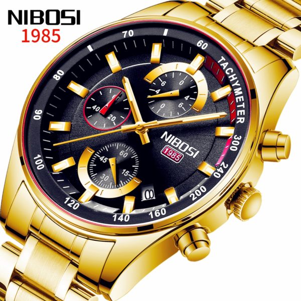 Купить NIBOSI Fashion Mens Watches Top Brand Luxury Wrist Watch Quartz Clock Gold Watch Men Chronograph Waterproof Relogio Masculino цена вас порадует