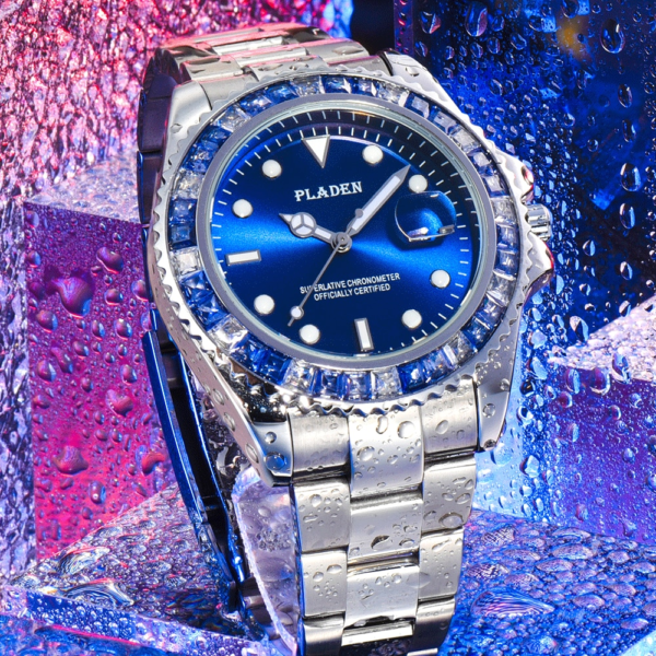 Купить PLADEN Square Diamond Quartz Watches Men Luxury Big Brand Sapphire Glass Calendar Casual Sports Clock Original Waterproof Montre цена вас порадует