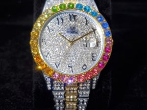 Купить Hip Hop MISSFOX Arab Mens Iced Out Watches Top Brand Luxury Date Quartz Wrist Watches Stainless Steel Role Watch For Men Jewelry цена вас порадует