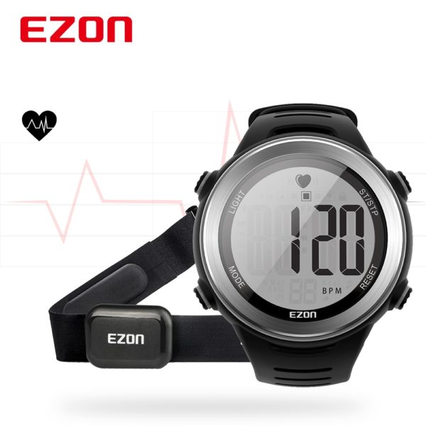 Купить New Arrival EZON T007 Heart Rate Monitor Digital Watch Alarm Stopwatch Men Women Outdoor Running Sports Watches with Chest Strap цена вас порадует
