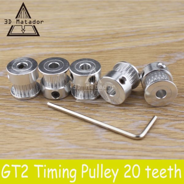 Купить 5pcs/lot 20-GT2-6 GT2 2gt Timing Pulley 20teeth (20 teeth) Alumium Bore 5mm for 3D printer GT2 belt Width 6mm Synchronous wheel цена вас порадует