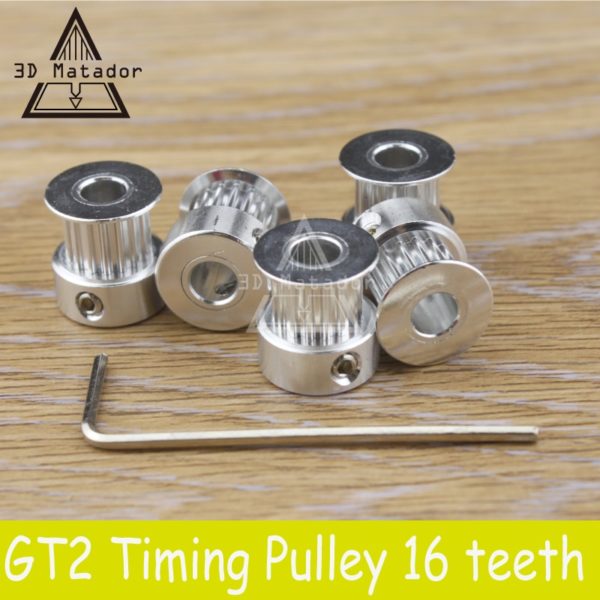 Купить 5pcs/lot 16-GT2-6 GT2 2gt Timing Pulley 16teeth (16 teeth) Alumium Bore 5mm for 3D printer GT2 belt Width 6mm Synchronous wheel цена вас порадует