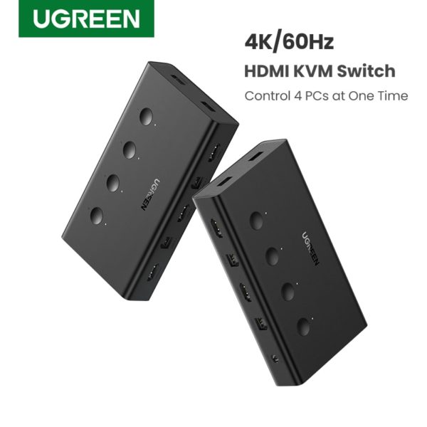 Купить Ugreen HDMI Switch KVM Switch for Xiaomi Mi Box 4 In 1 Out 4 PCs Sharing Printer Keyboard Mouse 4 Ports 4K/60Hz HDMI KVM Switch цена вас порадует